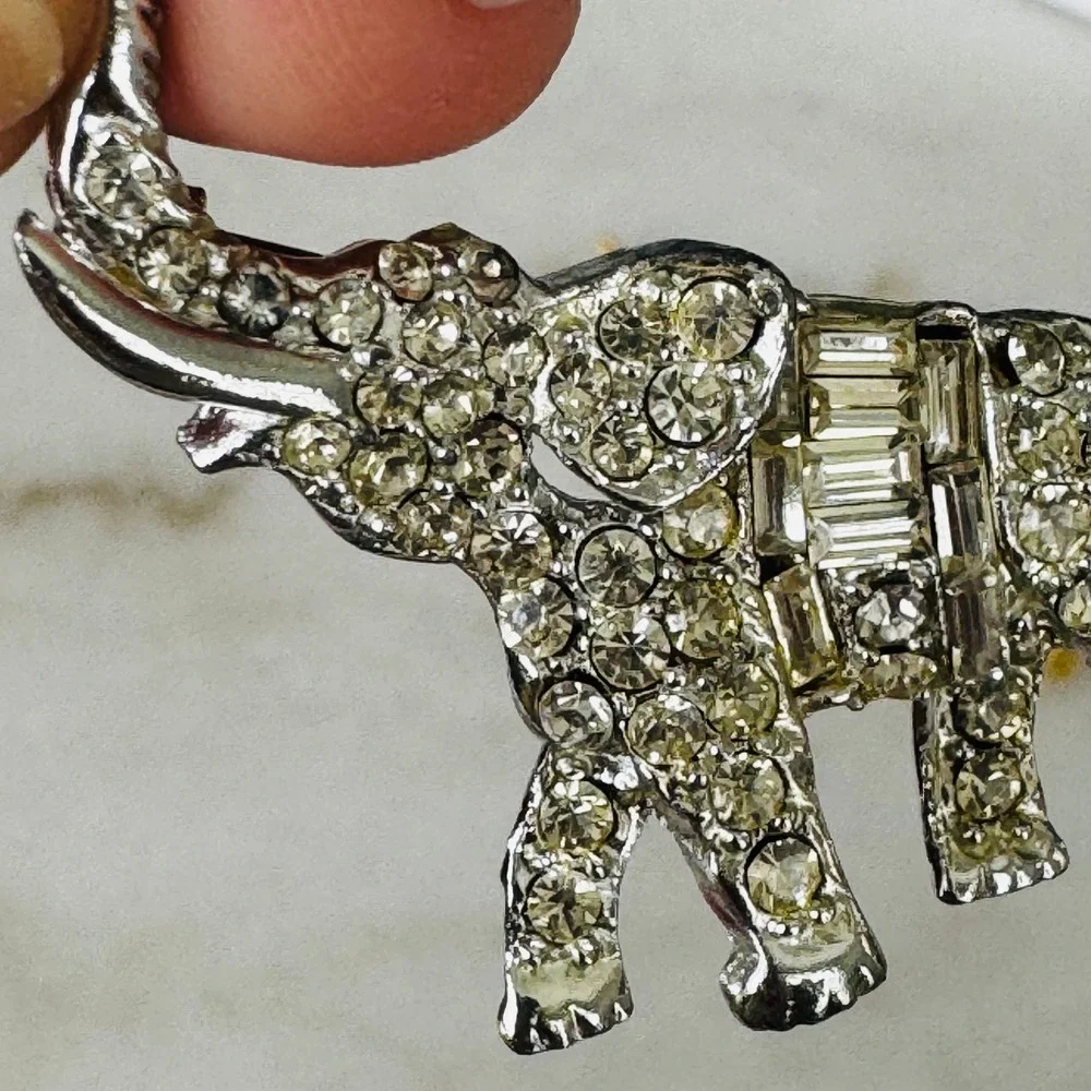 Vintage Style Safari Animal Brooch Pin Set Gold Silver Tone 3pc Rhinestone